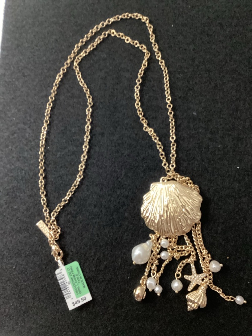I.N.C. Gold-Tone Pavé & Imitation Pearl Shell Fringe Statement Pendant Necklace - Picture 6 of 9
